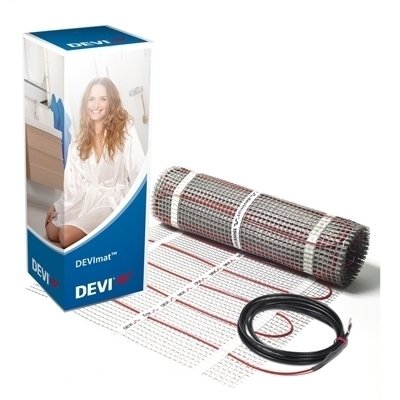 Теплый пол Devi DTIF-150 343 / 375 Вт Теплый пол Devi DTIF-150 343 / 375 ВтНагревательные маты<br>Если вы задумали сделать ремонт и при этом хотите пересмотреть имеющуюся систему отопления, то вам стоит присмотреться к модели греющего мата DTIF-150, который может быть использован, как в качестве основного, так и в качестве дополнительно источника тепла в доме. Рассматриваемое изделие поставляется размером 0,45 x 5 метров, максимальная мощность 0,375 кВт.<br>Особенности рассматриваемой модели греющего мата от компании Devi:<br><br>Двухжильный экранированный кабель высокого качества.<br>Применяется в тонких ремонтируемых полах, в основном под плитку на клей лил под финишное покрытие другого типа.<br>Очень тонкий, примерно 3-4 мм.<br>Изоляция без ПВХ и без примесей свинца.<br>Огнеупорный.<br>Высокая экологическая безопасность.<br>Максимальная экономия электрической энергии.<br>Не увеличивает уровень пола.<br>Идеальное решение, как для дома, так и для помещений другого типа.<br>Экран: фольга алюминиевая + медь 1 х 0,5 мм2.<br>Внутренняя изоляция Тефлон MFA/PFA.<br>Наружная изоляция PVDF.<br>Максимальная температура 90 C.<br>Гарантия качества и длительного срока эксплуатации.<br>Сертификаты: УкрСЕПРО, ГОСТ Р, IEC800, DEMKO, CE .<br><br>Предлагаем вниманию пользователей новую серию нагревательных матов от датской компании-производителя Devi DEVImat 150T (DTIF). Все модели серии изготовлены из материалов высокого качества, о чем свидетельствует большое количество сертификатов соответствия. Каждый мат состоит из двух греющих жил кабеля, оснащенных надежной изоляцией и алюминиево-медным экраном, размещенных на монтажной синтетической сетке. Сетка в свою очередь имеет самоклеящуюся основу, что значительно упрощает монтаж и требования к установке. Модели серии различны по мощности, длине и обслуживаемой площади. <br><br>Страна: Дания<br>Мощность, кВт: 0,375<br>Удельная мощ., Вт/м?: 135,0/150,0<br>Длина, м: 5,0<br>Площадь, м?: 2,5<br>Тип кабеля: Двужильный<br>Напряжение, В: 220/230<br>диаметр нагревательного кабеля, мм: None<br>Изоляция: Есть<br>Экран: Есть<br>Вес, кг: 1<br>Гарантия: 20 лет
