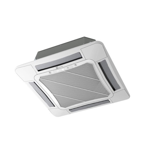 Кассетный кондиционер Electrolux EACС-12H/UP2/N3/EACO-12H/UP2/N3 Кассетный кондиционер Electrolux EACС-12H/UP2/N3/EACO-12H/UP2/N33.5 кВт - 12 BTU<br>Четырехпоточный кассетный кондиционер Electrolux EACС-12H/UP2/N3/EACO-12H/UP2/N3 предназначен для эффективной работы на охлаждение, обогрев и вентиляцию помещения. Устройство также способно производить осушения воздуха повышенной влажности. Присутствует функция горячего старта, авторестарт, режим автоматической работы, авторазморозка. Корпус имеет специальное антикоррозионное покрытие.<br>Особенности и преимущества кассетных четырехпоточных кондиционеров серии Unitary Pro 2 от компании Electrolux:<br><br>Высокая энергоэффективность.<br>Режимы работы: охлаждение/обогрев/осушение/вентиляция.<br>Стабильная работа при низких и высоких температурах (-10 +43 C).<br>Информативный LED-дисплей.<br>Ночной режим работы.<br>Режим форсированной работы.<br>Функция I feel .<br>Программируемый таймер 24 часа.<br>Автоматический режим работы.<br>Автоматическое качание горизонтальных жалюзи.<br>Автоматическая разморозка.<br>Функция автоматической очистки внутреннего блока.<br>Функция запоминания настроек и автоматического перезапуска.<br>Горячий старт.<br>Возможность подмеса свежего воздуха.<br>Проводной пульт (опционально).<br>Пульт ДУ с режимом реального времени.<br>Широкоугольные жалюзи.<br>Антикоррозийное покрытие Blue Fin.<br>Многоразовые моющиеся фильтры.<br>Защита от перепадов напряжения.<br>Низкий уровень шума.<br>Удобство монтажа внутренних и наружных блоков.<br>Увеличенные длины трасс до 50 м.<br>Надежность и долговечность.<br>Комфорт и безопасность.<br><br>Компания Electrolux представила рынку климатического оборудования новое семейство кассетных неинверторных четырехпоточных кондиционеров Unitary Pro 2. Они разработаны для эффективного поддержания температурного режима в больших помещениях, а также помещениях сложной формы. Эти полупромышленные системы кондиционирования уникальны в своем роде, оснащены множеством функциональных возможностей, в том числе и совершенно новых.<br><br>Страна: Швеция<br>Площадь, м?: 40<br>Охлаждение, кВт: 4,4<br>Обогрев, кВт: 4,8<br>Компрессор: Не инвертор<br>Расход воздуха, мsup3;/ч: 800<br>Осушение, л/час: Есть<br>Длина трассы, м: 50<br>Режимы работы: охлаждение / обогрев<br>Режим приточной вентиляции: Есть<br>Сенсор движения: Да<br>Фильтры тонкой очистки воздуха: Нет<br>Уровень шума внеш/внутр.б., Дба: 35<br>Габариты внут. блока, ВШГ: 650x270x570<br>Габариты внеш. блока ВШГ: 800x550x260<br>Вес внутр. блока, Кг: 20<br>Вес внеш. блока, Кг: 37<br>Гарантия: 3 года