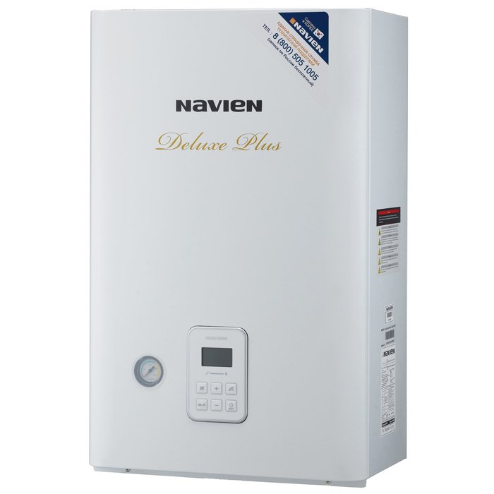 Котел Navien Deluxe Plus -20k COAXIAL Котел Navien Deluxe Plus -20k COAXIAL24 кВт<br>Практичный и качественный отопительный котёл Navien (Навьен) Deluxe Plus 20k COAXIAL. Площадь отопления до 200 м2. В системе есть циркуляционный насос, который прокачивает воду, обеспечивая равномерное нагревание всех труб в доме. Перебоев не будет и с подачей горячей воды. Встроенная система управления доступно и легко программируется. Устанавливается на стене.<br>Особенности и преимущества двухконтурного котла серии Deluxe Plus COAXIAL:<br><br>Стабильная система защиты от замерзания<br>Безопасная и стабильная работа котла при частых колебаниях напряжения в электросети<br>Возможность пользоваться отоплением и горячей водой при низком входном давлении газа в системе газопровода<br>Возможность пользоваться горячей водой при низком входящем давлении воды в системе водопровода<br>Встроенная панель управления на передней панели котла<br>Модулируемая система турбонаддува<br>Первичный и вторичный теплообменники из нержавеющей стали <br><br>Двухконтурные настенные газовые котлы от производственной компании NAVIEN из серии Deluxe COAXIAL были разработаны с учетом нужд современного потребителя, имеют грамотное соотношение веса и размера конструкции, отличаются лаконичным исполнением и изготовлены из надежных и качественных материалов. Модели имеют раздельные теплообменники, выполненные из нержавеющей стали.<br><br>Страна: Корея<br>Производство: Корея<br>Тип котла: Энергозависимые<br>Режим работы: Отопление/ГВС<br>Камера сгорания: Закрытая<br>Горелка: Модулируемая<br>Max мощность, кВт: 20.0<br>Min мощность, кВт: 9.0<br>Max давление отопит контура , Атм: 3.0<br>Min давление отопит контура , Атм: 0.3<br>Расширительный бак: Да<br>Циркуляционный насос: Да<br>Встроенный накопительный бойлер: Нет<br>Возможность подключения бойлера ГВС: None<br>Тип теплообменника: Нет<br>Max давление в контуре ГВС, Атм : 8.0<br>Min давление в контуре ГВС, Атм : 0.3<br>Производительность 916; ГВС 30С, л/мин: None<br>Max расход природного газа, m3/кг: 2.15<br>Max расход сжиженного газа, м3/час: 1.79<br>Номинальное давление природного газа, мбар : 1025<br>Присоединительный диаметр дымохода, мм: 60х100<br>Присоединительный диаметр газопровода, дюйм: 1/2<br>диаметр дымохода раздельного, мм: 80/80<br>Присоединительный диаметр контур отопления, дюйм: 3/4<br>Присоединительный диаметр контур ГВС, дюйм: 1/2<br>Электрическая мощность, Вт: 150<br>Частота тока, Гц: 50<br>Напряжение сети, В: 220 В<br>ГабаритыВxШxГ, см: 69.5x44x26.5<br>Вес, кг: 28<br>Гарантия: 2 года<br>Тип установки: Настенная<br>Погодозависимая автоматика: Нет<br>Самодиагностика: Нет<br>Режим Теплые полы: Нет<br>Дистанционное управление: Нет<br>Защита от замерзания: Да<br>Термостат защиты от перегрева: Нет<br>Низкий уровень NOx: Нет<br>Электронная система управления: Да<br>Механическая система управления: Нет<br>Манометр: Нет<br>Защита теплообменника от конденсата: Нет<br>Ионизационный контроль пламени: Нет<br>Антиблокировка насоса: Да<br>Обводной контур bypass: Нет<br>Функциональный ЖК дисплей: Да<br>Аварийный сброс теплоносителя: Нет<br>Электронный блок каскадного регулирования: Нет<br>Газовый клапан Мультиблок: Нет<br>Возможность установки в жилой зоне: Нет<br>Эксплуатация в отдельной котельной: Нет<br>Русифицированный интерфейс: Нет<br>Интуитивно понятное управление: Да<br>Регулируемые по высоте ножки котла: Нет<br>Датчик расхода воды: Нет<br>Ширина мм: 440<br>Высота мм: 695<br>Глубина мм: 265
