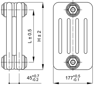 Стальной трубчатый радиатор 5-колончатый IRSAP TESI RR5 5 2500 YY 01 A4 02 1 секция фото #3