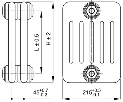 Стальной трубчатый радиатор 6-колончатый IRSAP TESI RR6 6 0260 YY 01 A4 02 1 секция фото #2