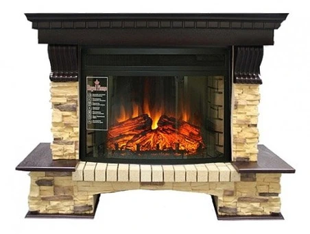 Электрокамин с широким очагом 2D Royal Flame Pierre Luxe угл. сланец с очагом Dioramic 25 (Темный дуб)