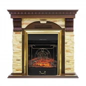 Электрокамин с классическим очагом 2D Royal Flame Dublin арочный сланец с очагом Majestic Black/Brass (Темный дуб)