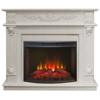 Электрокамин с широким очагом 2D Real-Flame Philadelphia 25,5/26 WT-F614 с очагом Evrika 25,5 LED светлый оттенок