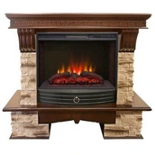 Электрокамин с широким очагом 2D Real-Flame Rockland 25/25,5 с очагом Sparta 25,5 LED с реалистичным пламенем