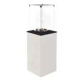 Газовый уличный обогреватель мощностью 8-10 кВт Kratki PATIO MINI/M/G31/37MBAR/B - белое стекло, с ручным управлением тепловой