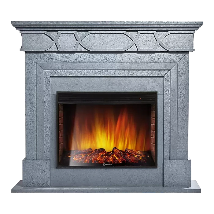 Электрокамин с широким очагом 2D Electrolux EFP/P-2720RLS с порталом Firelight Antico 25 серый
