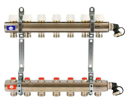 Для отопления Uni-fitt 1" х 7 вых 3/4" с вентилями(441I4307)