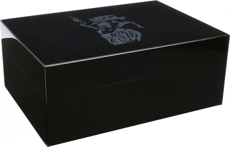 Настольный хьюмидор Gentili Fumatore Argento на 50 сигар, Черный лак SV50-Black-Smoker-Silver