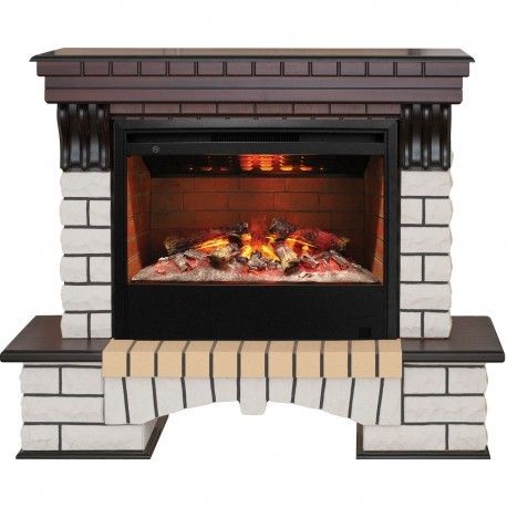 Электрокамин с широким очагом 3D Real-Flame Country 26 АО-215 с очагом 3D Helios 26 с парогенератором
