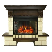 Электрокамин с широким очагом 2D Royal Flame Pierre Luxe шампань с очагом Dioramic 25 LED FX (Темный дуб)