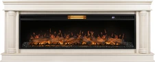 Линейный электрокамин Royal Thermo Aurora RTFP/P-AR60LS с порталом Firelight Olympia 60, слоновая кость с золотой патиной