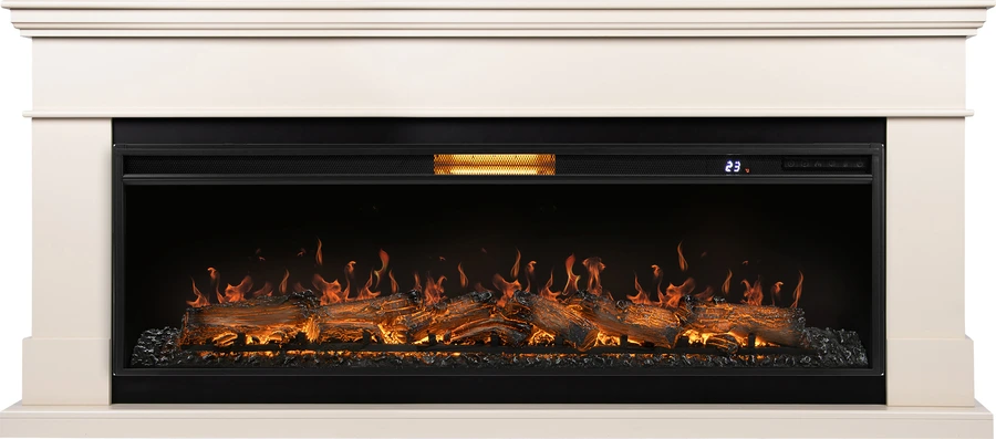 Линейный электрокамин Royal Thermo Aurora RTFP/P-AR60LS с порталом Firelight California 60 IV, молочный