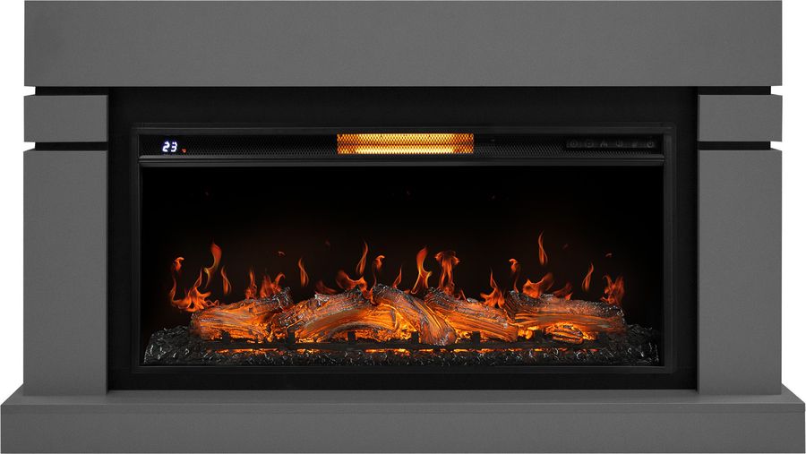 Электрокамин с широким очагом 2D Royal Thermo Aurora RTFP/P-AR40LS, портал Lindos 40, светло-серый