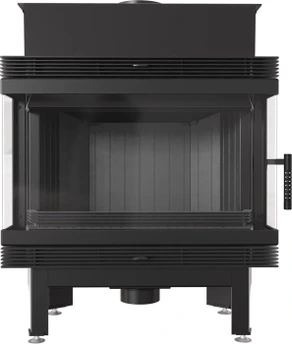 Трёхсторонняя дровяная топка Kratki Blanka670/570/LP/BS/BLACK угловое стекло слева-справа, черная футеровка