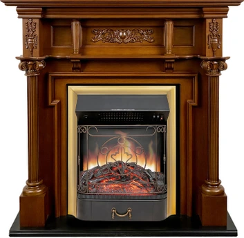 Электрокамин с классическим очагом 2D Royal Flame Oxford с очагом Majestic FX Brass