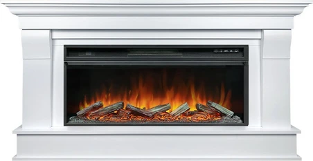 Линейный электрокамин Royal Flame Monaco 42 (белый) с очагом Vision 42 LOG LED