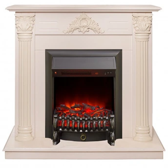 Электрокамин с классическим очагом 2D Real-Flame Stefania STD/EUG WT-F612 с очагом FOBOS LUX BL