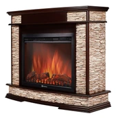Электрокамин с широким очагом 2D Electrolux EFP/P-3020LS с порталом Firelight Scala 30 камень сланец скалистый бурый, шпон тёмный дуб