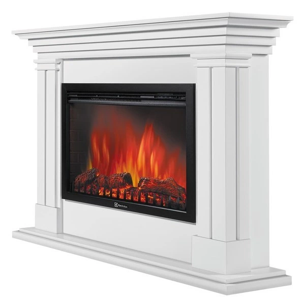 Электрокамин с широким очагом 2D Electrolux EFP/P-3020LS с порталом Firelight Castello 30 белый