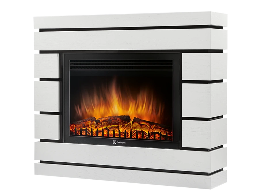 Электрокамин с широким очагом 2D Electrolux EFP/P-3320RLS с порталом Firelight Moderno 30 белый дуб