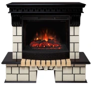 Электрокамин с широким очагом 2D Real-Flame Stone 25/25,5 AO-217 с очагом Sparta 25,5 LED