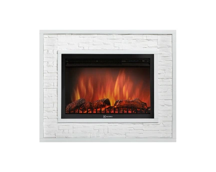 Электрокамин с широким очагом 2D Electrolux EFP/P-3020LS с порталом Firelight Loft 30 камень белый, белая эмаль