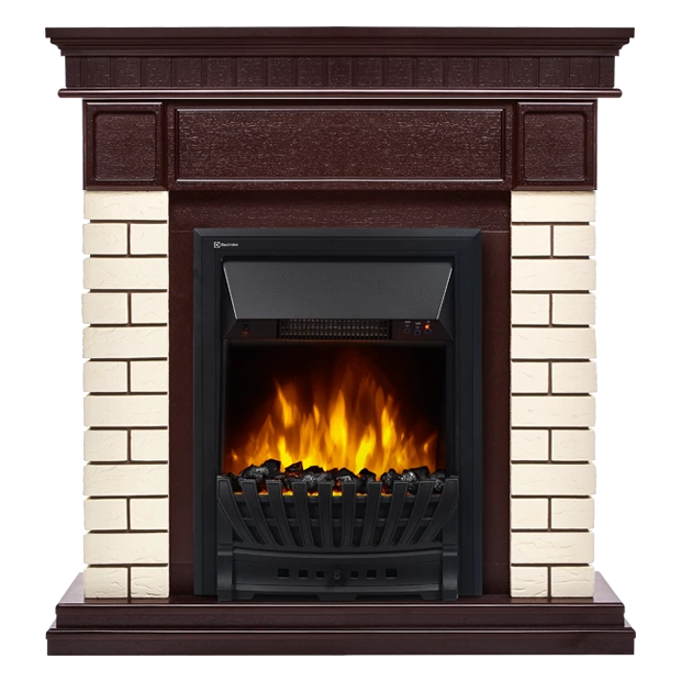 Электрокамин с классическим очагом 2D Electrolux EFP/P-1020LS с порталом Firelight Bricks Classic кирпич бежевый/шпон тёмный дуб