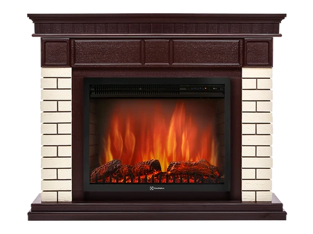 Электрокамин с широким очагом 2D Electrolux EFP/P-3320RLS с порталом Firelight Bricks 30 кирпич бежевый/тёмный дуб
