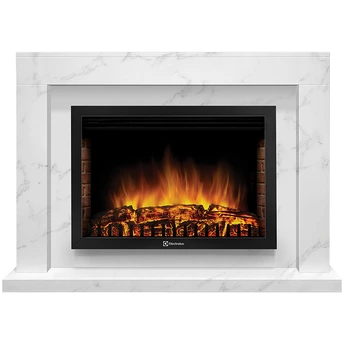 Электрокамин с широким очагом 2D Electrolux EFP/P-2520LS с порталом Firelight Simple 25 белый мрамор