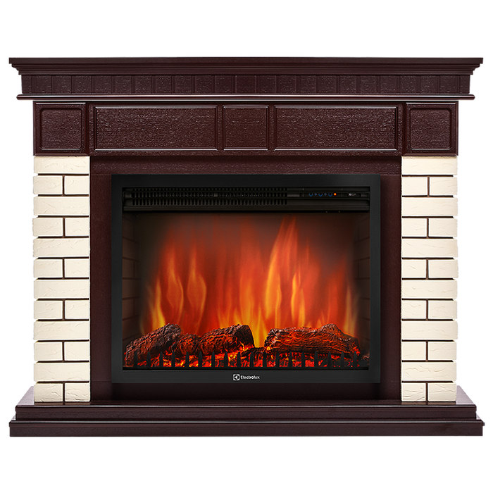 Электрокамин с широким очагом 2D Electrolux EFP/P-2720RLS с порталом Firelight Bricks 25 камень бежевый, темный дуб