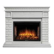 Электрокамин с широким очагом 2D Electrolux EFP/P-2720RLS с порталом Firelight Bricks 25 камень белый, белая эмаль