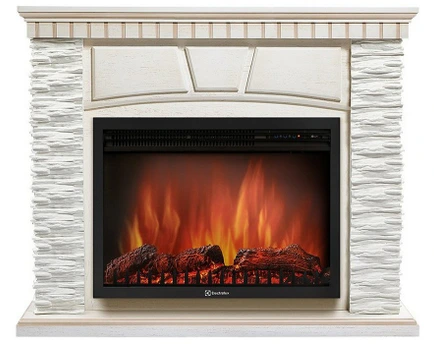 Электрокамин с широким очагом 2D Electrolux EFP/P-3020LS с порталом Firelight Porto 30 сланец белый/ белёный дуб