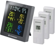 Барометр Bresser ClimaTemp Hygro Quadro с тремя датчиками, серый