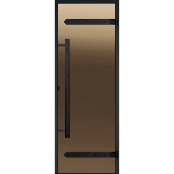 Двери стеклянные HARVIA LEGEND 9/21 черная коробка алюминий, стекло бронза DA92101L