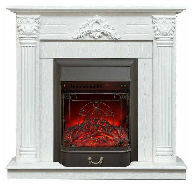 Электрокамин с классическим очагом 2D Real-Flame Stefania STD/EUG WT-F614 с очагом FOBOS LUX BL