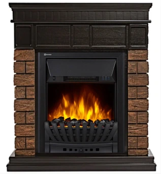 Электрокамин с классическим очагом 2D Electrolux EFP/P-1020LS с порталом Firelight Bricks Wood Classic камень темный, шпон венге
