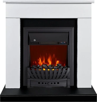 Электрокамин с классическим очагом 2D Royal Flame BERGEN белый с черным с очагом Aspen Black