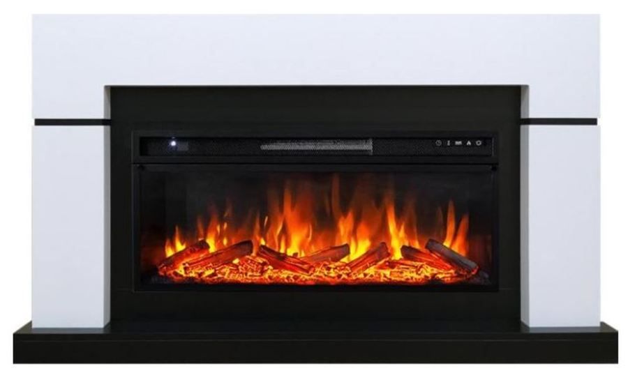 Линейный электрокамин Royal Flame Lindos белый c очагом Vision 42 LOG LED