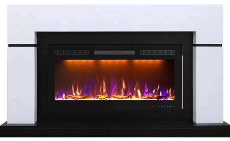 Линейный электрокамин Royal Flame Lindos белый c очагом Crystal 40 RF