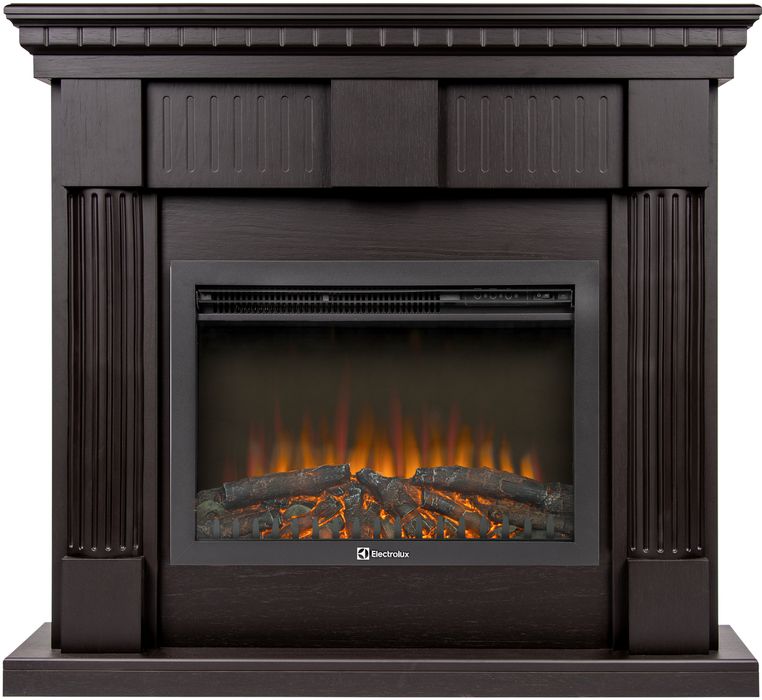 Электрокамин с широким очагом 2D Electrolux EFP/P-2520LS N с порталом Firelight Colonna 25 шпон венге