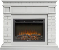 Электрокамин с широким очагом 2D Electrolux EFP/P-2520LS N с порталом Firelight Bricks 25 камень белый, белая эмаль
