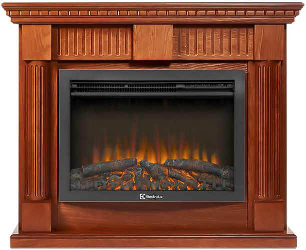 Электрокамин с широким очагом 2D Electrolux EFP/P-2520LS N с порталом Firelight Colonna 25 шпон дуб