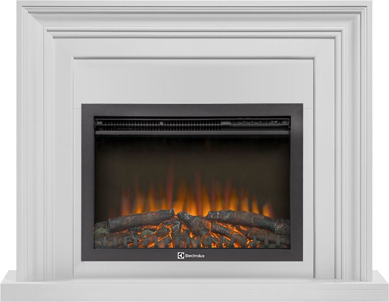 Электрокамин с широким очагом 2D Electrolux EFP/P-2520LS N с порталом Firelight Stretto 25 белый