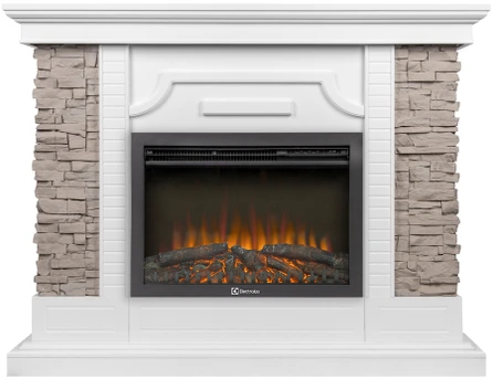 Электрокамин с широким очагом 2D Electrolux EFP/P-2520LS N с порталом Firelight Florida 25 белый, серый