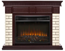 Электрокамин с широким очагом 2D Electrolux EFP/P-3020LS N с порталом Firelight Bricks 30 камень бежевый, шпон темный дуб