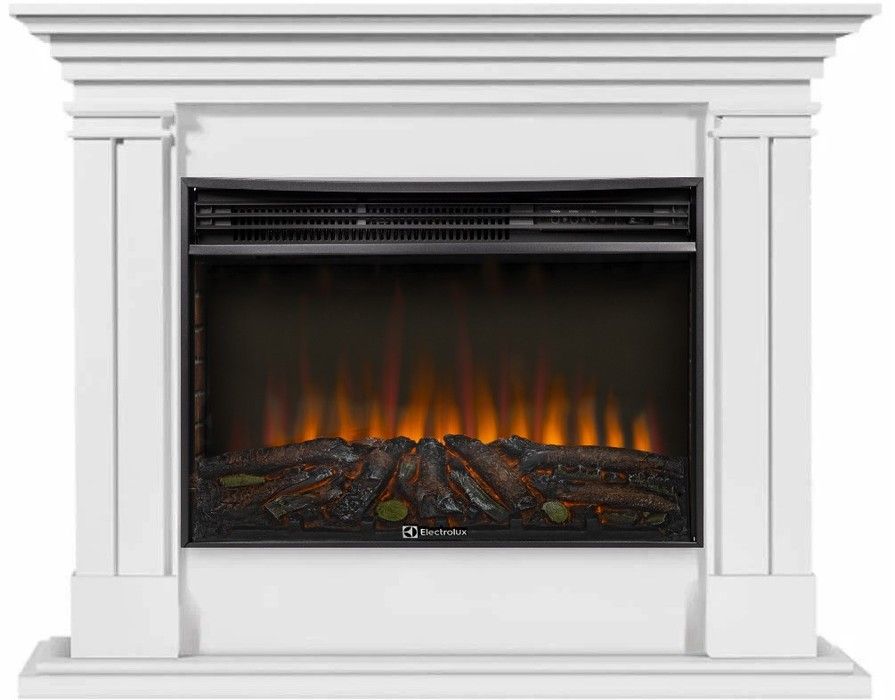 Электрокамин с широким очагом 2D Electrolux EFP/P-3020LS N с порталом Firelight Castello 30 Белый