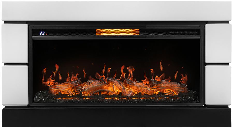 Электрокамин с широким очагом 2D Royal Thermo Aurora RTFP/P-AR40LS с порталом Firelight Moderno 40, белый