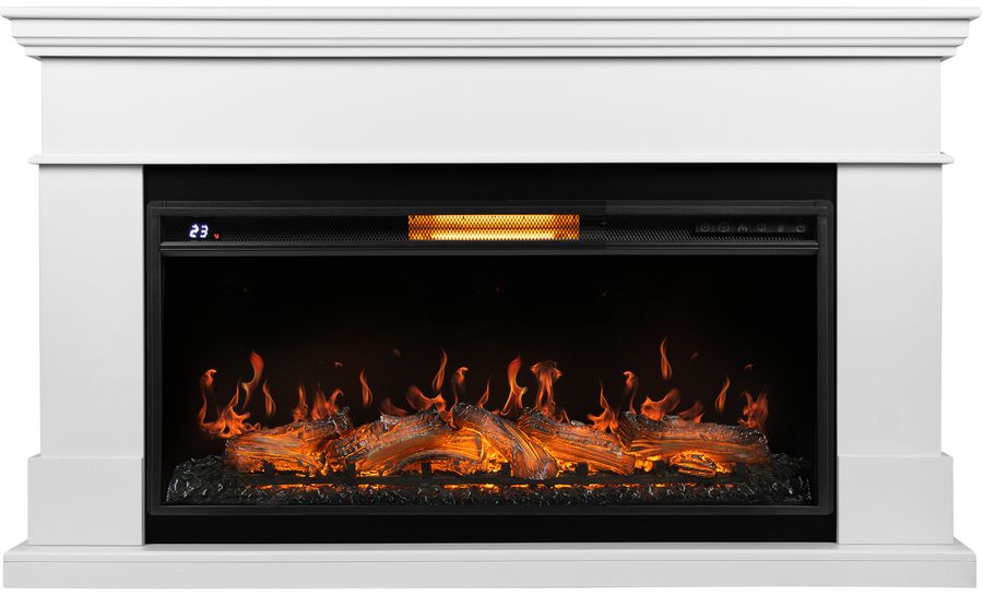 Электрокамин с широким очагом 2D Royal Thermo Aurora RTFP/P-AR40LS с порталом Firelight California 40, белый