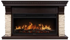 Электрокамин с широким очагом 2D Electrolux EFP/P-3620LS с порталом Firelight Michigan 36, камень молочный, шпон темный дуб